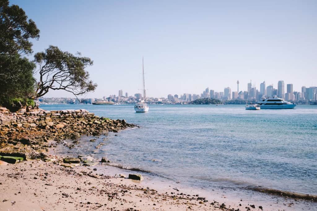 View over Sydney Harbour from Mosman looking towards the city