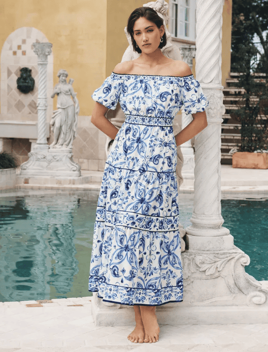 Ravenna Off-Shoulder Tiered Midi Dress